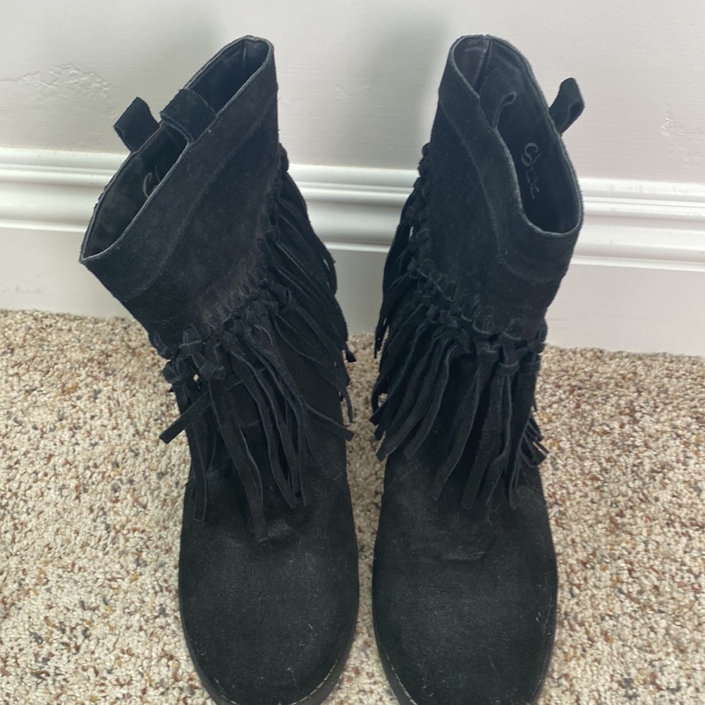 Black Suede Booties. Worn Only Once - image 2